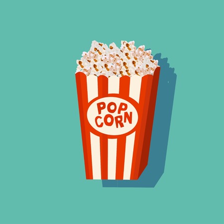 Cinema popcorn in box cartoon isolated illustrationのイラスト素材