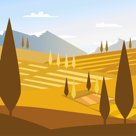 Nature landscape background travel flat design mountainのイラスト素材