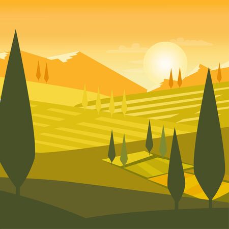 Nature landscape background travel flat design mountainのイラスト素材