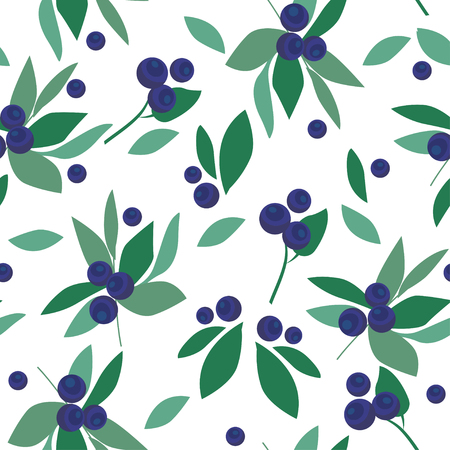 Berries branch seamless floral pattern colorful. Huckleberry branch background のイラスト素材