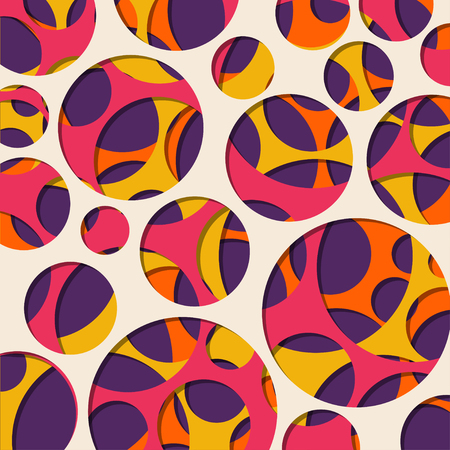 Colorful paper cut with circles vector 3D pattern modern design backgroundのイラスト素材