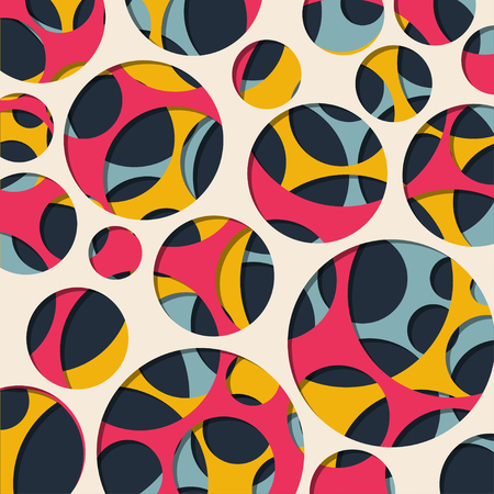 Colorful paper cut with circles vector 3D pattern modern design backgroundのイラスト素材