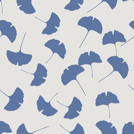 Ginkgo leaves silhouette seamless pattern. Floral vector backgroundのイラスト素材