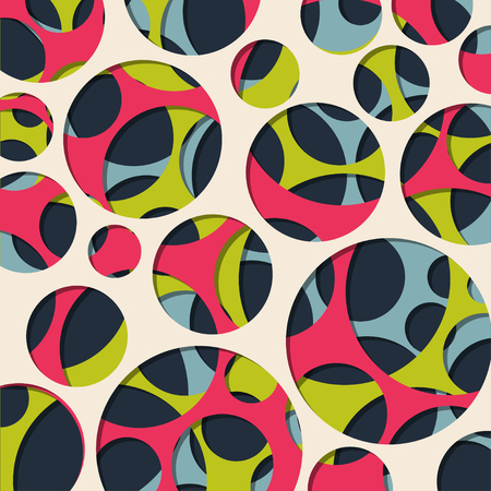 Colorful paper cut with circles vector 3D pattern modern design backgroundのイラスト素材