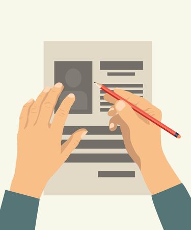 Hands holding business paper document flat vector backgroundのイラスト素材