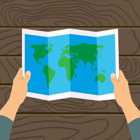 Travel map flat design background with destination markersのイラスト素材