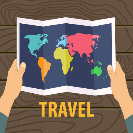 Travel map flat design background with destination markersのイラスト素材
