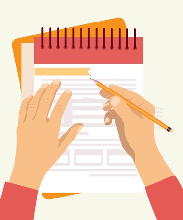 Hands holding business paper document flat vector backgroundのイラスト素材