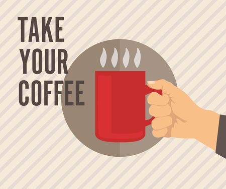 Hand holding coffee cup business flat design backgroundのイラスト素材