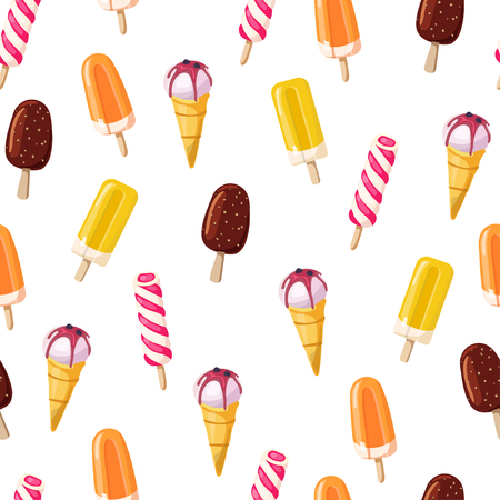 Ice-cream vector illustration seamless summer pattern backgroundのイラスト素材