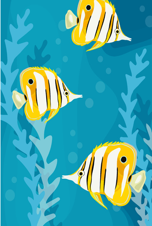 Tropical reef fish in water sea life illustration backgroundのイラスト素材