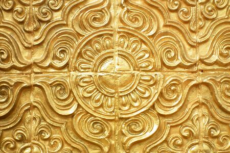 Gold-colored stucco,Temple in Thailandの写真素材