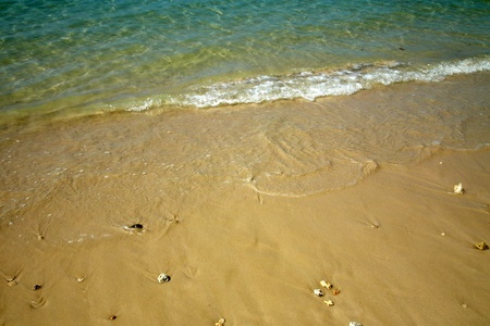 Sprinkle sand and clear water,Krabi,Thailandの写真素材