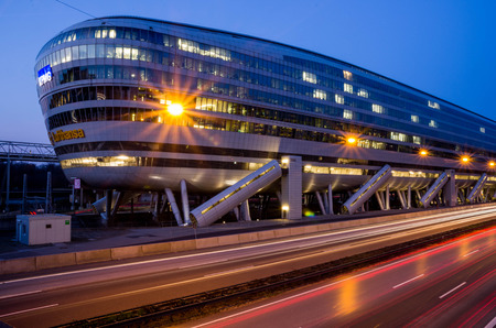 Frankfurt am Main, Germany - 24 March 2017 : Landmark of airport city Frankfurt, Frankfurt airport long distance train station.のeditorial素材