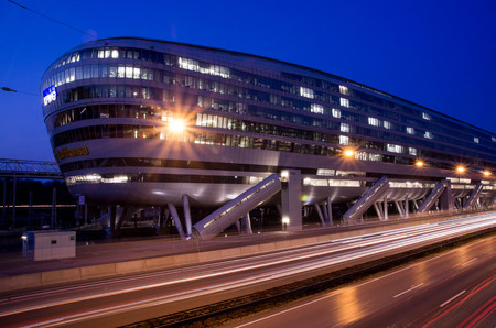 Frankfurt am Main, Germany - 24 March 2017 : Landmark of airport city Frankfurt, Frankfurt airport long distance train station.のeditorial素材