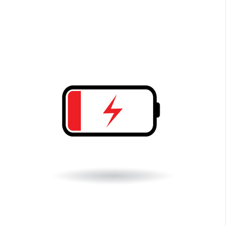 red battery charging icon vectorのイラスト素材