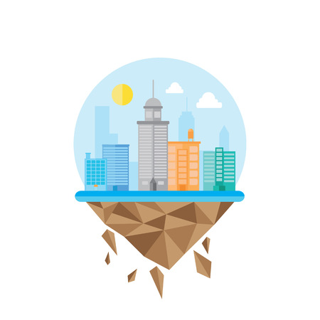 city landscape illustration vector flat designのイラスト素材
