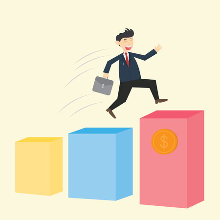 Male businessman showing the way to get success cartoon vector illustrationのイラスト素材