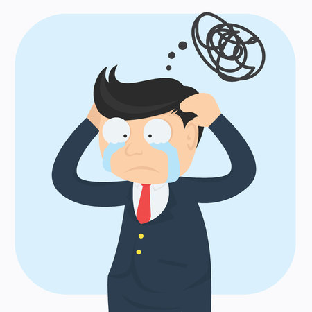 confused crying businessman cartoon vector illustrationのイラスト素材