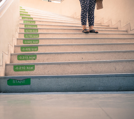 STAIR climbing, One of the best exercises. Walking up stairs to lose weightの写真素材