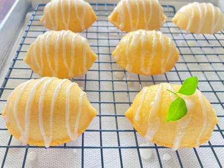 Lemon butter cake on grill