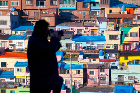 Gamcheon Culture Village, Busan, South Korea. Or Santorini Koreaの写真素材