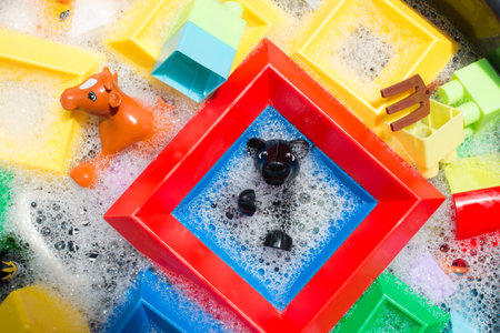 Clean baby toys for good hygieneの写真素材