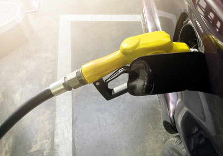 Refueling a car at the gas stationの写真素材