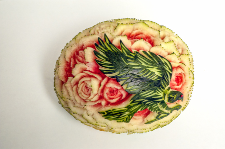watermelon carving displayの写真素材