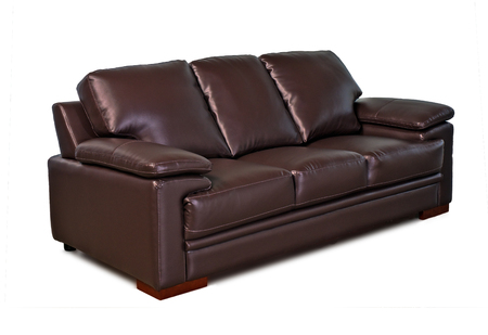 Brown leather sofa, isolated on white backgroundの写真素材