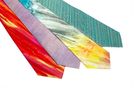 Mens Thai silk neckties on white backgroundの写真素材