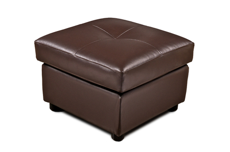 Brown leather stool on white backgroundの写真素材