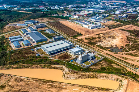 Industrial estate land development aerial viewの写真素材