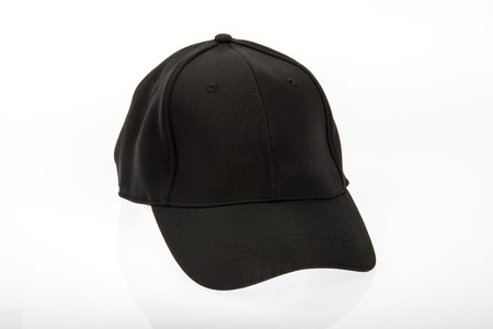 Men's black golf cap on white backgroundの写真素材