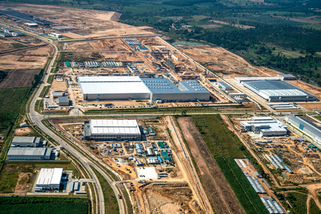 Industrial estate land development aerial viewの写真素材