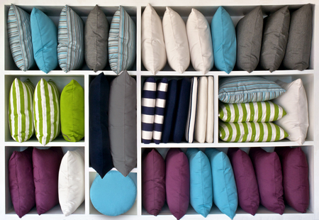 Pillows and cushions different, shapes and sizesの写真素材