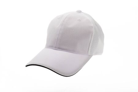 White golf cap for man or woman on white backgroundの写真素材