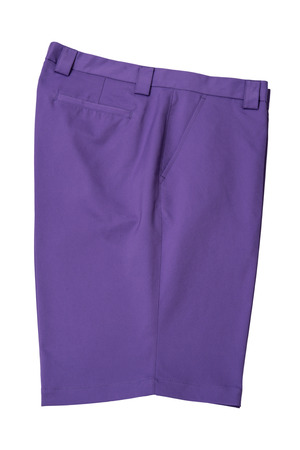 Purple short pants trousers for man or woman on white backgroundの写真素材