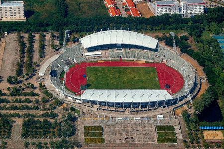 Stadium photo in Thailand from the airの写真素材