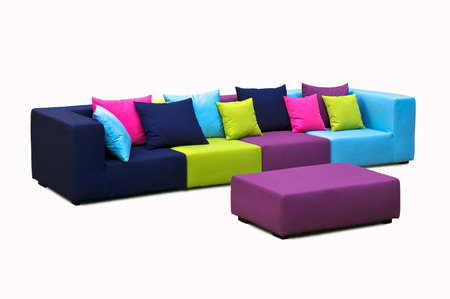 Outdoor indoor sofa with water resistant pillowsの写真素材