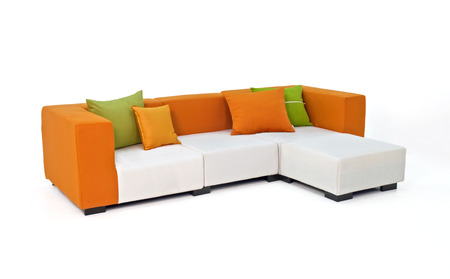 Outdoor indoor sofa with water resistant pillowsの写真素材