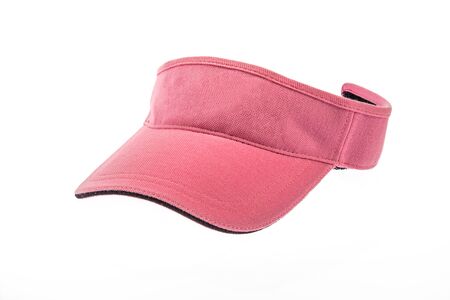 Adult pink golf visor on white backgroundの写真素材