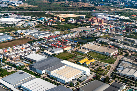 Industrial estate factories manufacture and housing projectsの写真素材