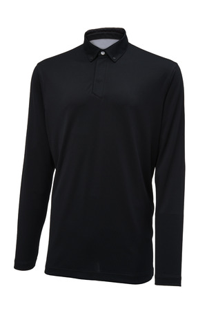 Golf long sleeve black sport shirt isolated on white backgroundの写真素材