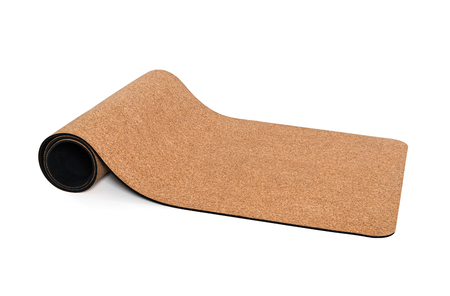 Yoga Mat Premium Cork Non slip Eco Friendly on White Backgroundの写真素材