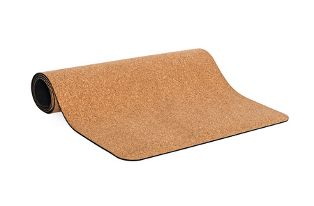 Yoga Cork Mat Premium Product Eco Friendly on White Backgroundの写真素材