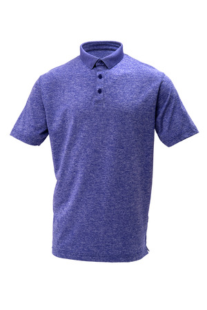Blue and white golf tee shirt for man or woman on white backgroundの写真素材