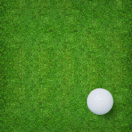 Golf ball on green grass of golf course.の写真素材