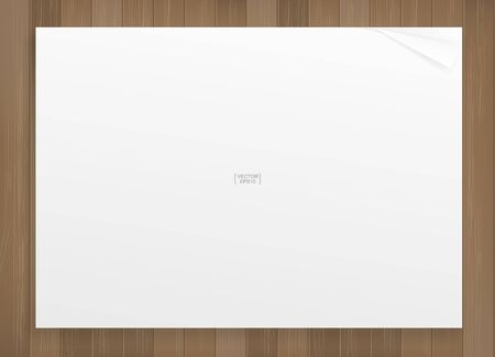 White paper sheet on wood pattern and texture for background. Vector illustration.のイラスト素材