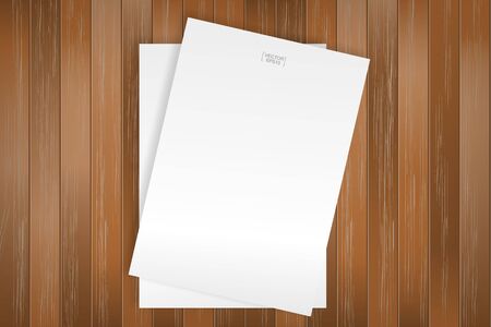 White paper sheet on wood pattern and texture for background. Vector illustration.のイラスト素材